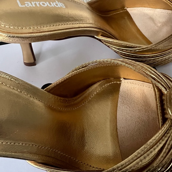 Larroude Mini Valerie Pump / gold metallic leather sz 7.5 - Picture 8 of 10